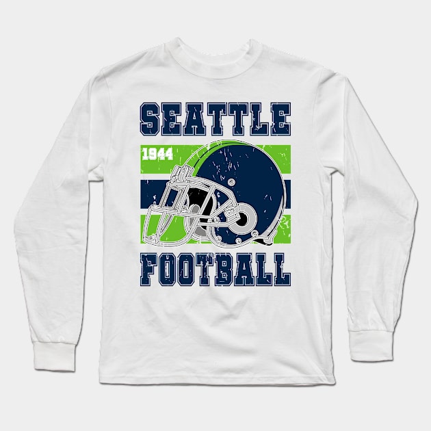 Seattle Retro Football Long Sleeve T-Shirt by Arestration